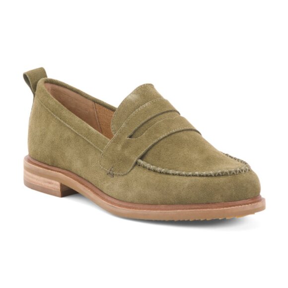 KELSI DAGGER Olive Suede Lens Loafers - Picture 1 of 3